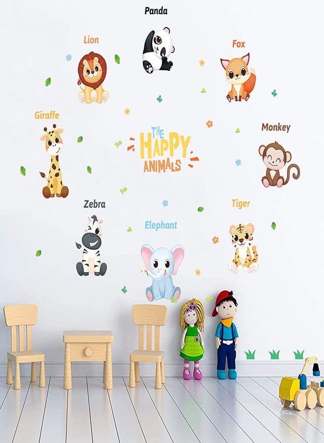 Supzone Jungle Animal Wall Decal Kids Educational Wall Stickers Monkey Lion Giraffe Wall Decor DIY Vinyl Mural Art for Kids Baby Nursery Playroom Bedroom Living Room Home Decoration - Image 4